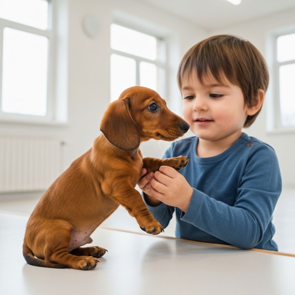miniature dachshund puppy eating food